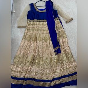 Navy and Gold Anarkali Dress